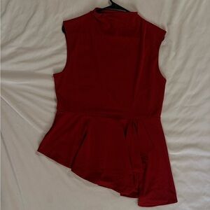 Express Red Draped Neck Sleeveless Top